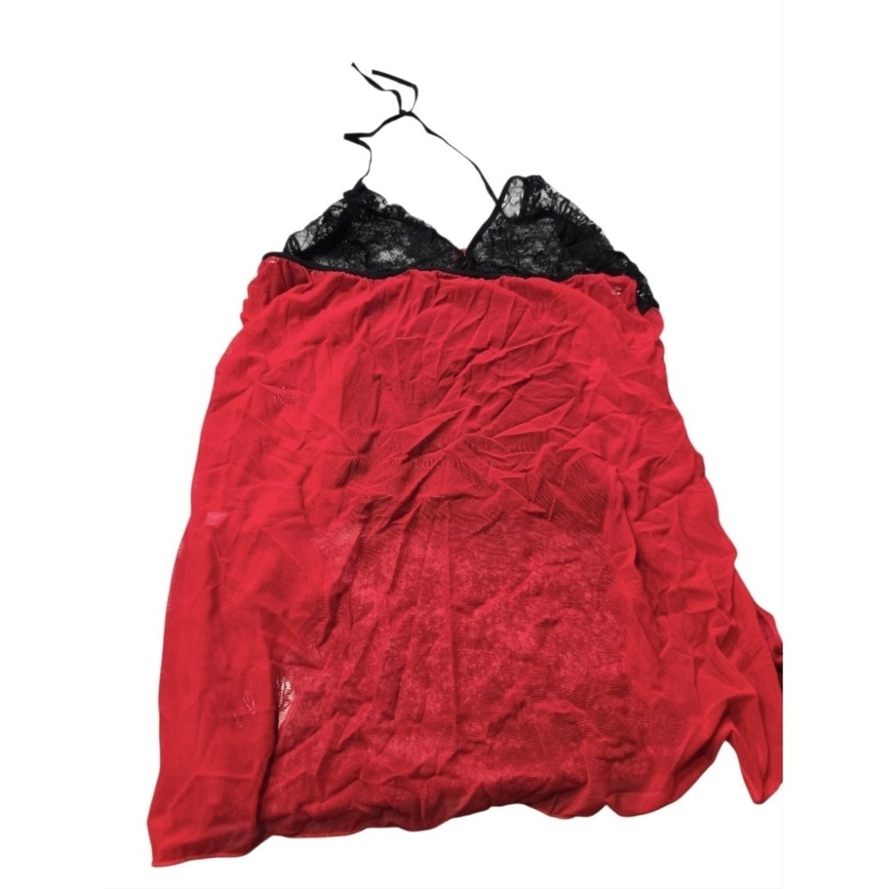 Sexy‎ Red & Black Lace Babydoll Lingerie Chemise Nightgown Mesh Slip - Plus XXXL - Picture 3 of 4